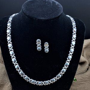 XOXO HUGS AND KISSES - STERLING SILVER NECKLACE AND EARRINGS
